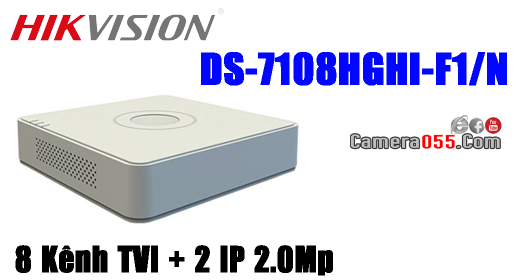 Đầu ghi hình TVI, TURBO HD 3.0, 8 kênh Hikvision DS-7108HGHI-F1/N, Hỗ trợ gán thêm 2 camera IP 2Mp