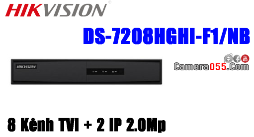 Đầu ghi hình TVI, TURBO HD 3.0, 8 kênh Hikvision DS-7208HGHI-F1/NB, Hỗ trợ gán thêm 2 camera IP 2Mp, vỏ kim loại