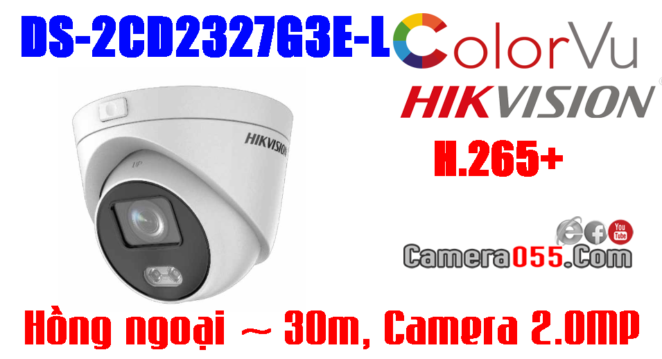 Hikvision DS-2CD2347G3E-L, Camera IP Colorvu thế hệ mới, Camera 4.0MP, CHUẨN NÉN H265+ , Có màu ban đêm, thẻ nhớ lên đến 128gb