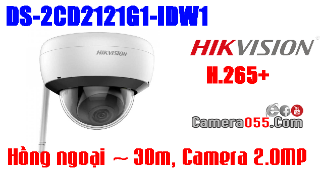 Hikvision DS-2CD2121G1-IDW1, Camera IP Wifi, Camera 2.0MP, CHUẨN NÉN H265+, hỗ trợ thẻ nhớ 128gb, tích hợp mic