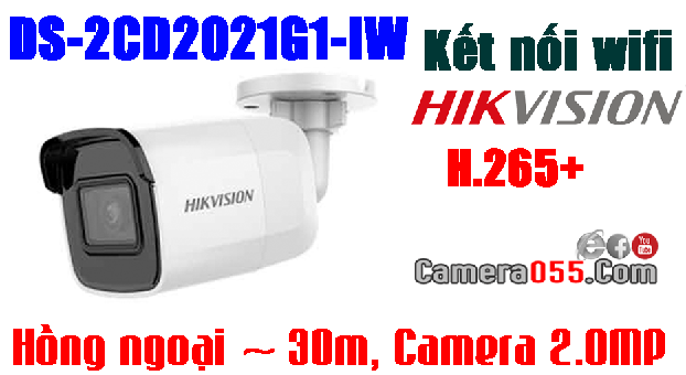 Hikvision DS-2CD2021G1-IW, Camera 2.0MP, CHUẨN NÉN H265+, có kết nối wifi, phát hiện chuyển động, phát hiện video giả mạo