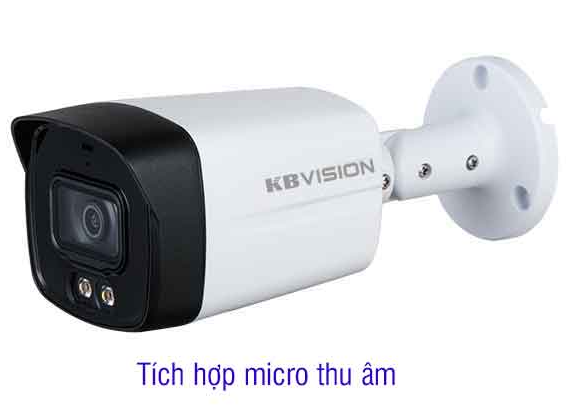 Camera KBvision,KX-CF2203L-A, 4 in 1, camera thân, độ phân giải 2MP,  FULL COLOR, BAN ĐÊM CÓ MÀU,  starlight, hống ngoại 40 met, vỏ kim loại + nhựa, tích hợp Mic