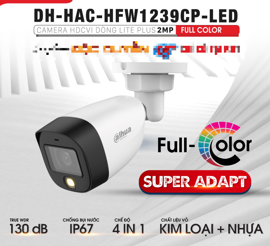 Camera có màu ban đêm FULLCOLOR HDCVI 2.0 Megapixel DAHUA DH-HAC-HFW1239CP-LED