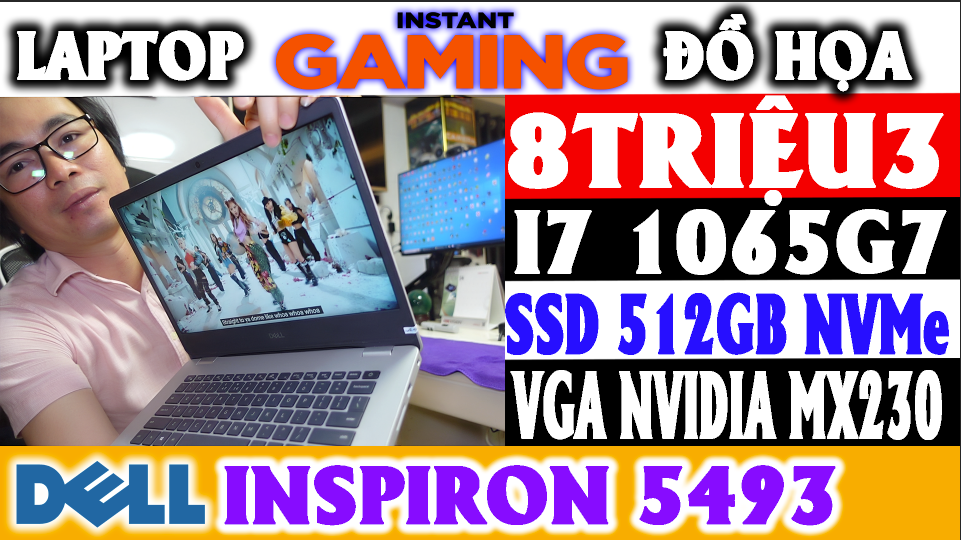 Laptop Dell Inspiron 5493 i7 1065G7, Ram 8GB, SSD 512GB NVMe, VGA MX230, LCD 14" FHD, IPS, PHÍM LED,  laptop cũ quảng ngãi