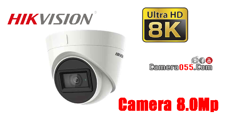 Camera HDTVI HD, HIKVISION DS-2CE78U1T-IT3F, độ phân giải 4K, 8Mp, Dome, Vỏ kim loại