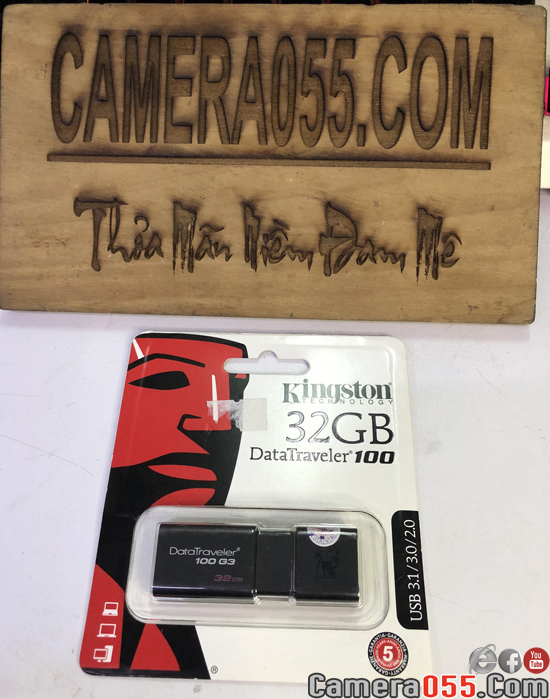 Ổ USB Kingston, 32gb tốc độ 3.1/3.0/2.0, DataTraveler 100 G3 với nắp trượt, vỏ nhựa, màu đen