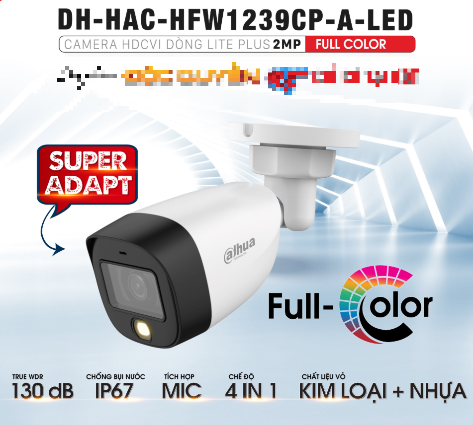 Camera có màu ban đêm FULLCOLOR, CÓ MIC, HDCVI 2.0 Megapixel DAHUA DH-HAC-HFW1239CP-A-LED