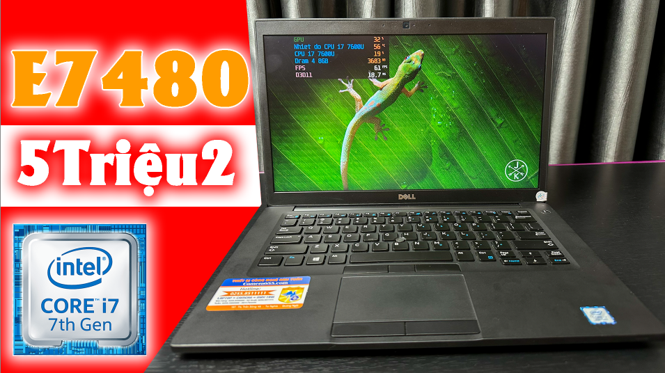 Laptop Dell latitude E7480, Cpu I7 7600U, Ram 8G, SSD M2 256G, 14in HD, Laptop cũ Quảng Ngãi