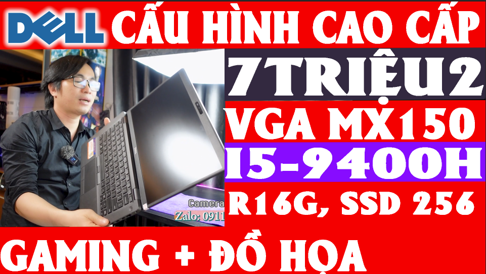 DELL LATITUDE 5401, I5 9400H, RAM 16GB,  SSD M2 256GB,  LCD 14″ HD, VGA  UHD 630, NVIDIA Geforce MX150 2GB, laptop cũ quảng ngãi