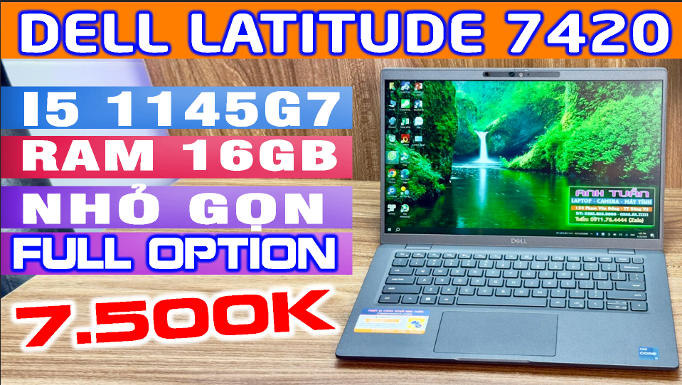DELL LATITUDE 7420, I5 1145g7, RAM 16GB,  SSD 256GB NVMe,  LCD 14″ FHD, CẢM ỨNG,  IPS,  VGA Iris Xe, FACE ID laptop cũ quảng ngãi #dell7420 #delllatitude7420 #dellquangngai #laptopcuquangngai