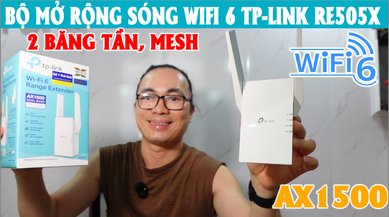 Bộ kích sóng Wifi 6 TP-Link RE505X, Lan Gigabit Băng tần kép AX1500   #tplinkre505x , TP-Link Quảng Ngãi